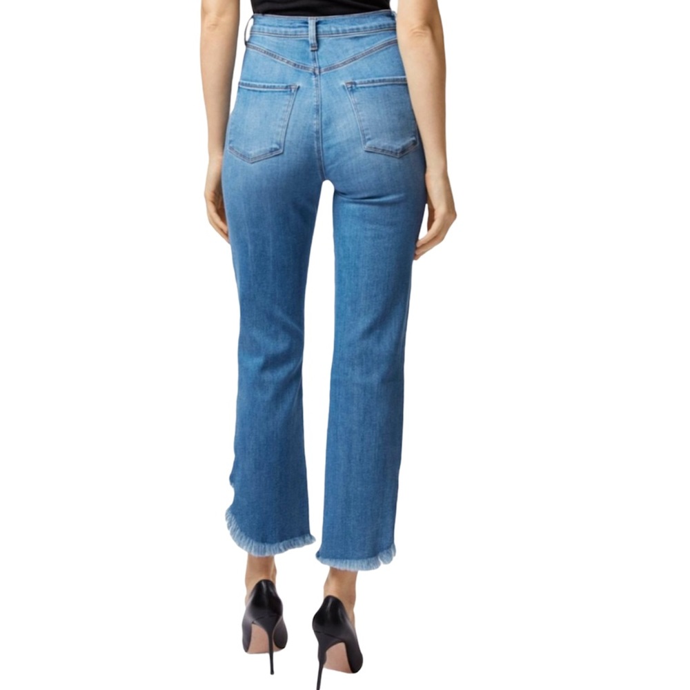 J Brand Jeans High Rise Sawyer Stovepipe Raw Hem Fringe Flat Front - Picture 3 of 14